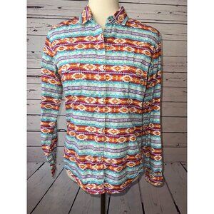Panhandle Western Top Womens Medium Aztec Southwest Pearl Snap Cowgirl Rodeo‎